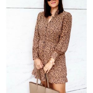Abercrombie Ruffle Long Sleeve Animal Print Dress Size Small